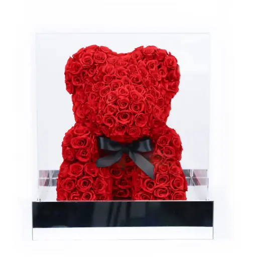 [FLW-401] Preserve Flower Teddy Bear Box Decoration
