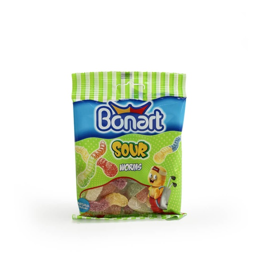 [9264] Bonart Gummy Sour Worms Jelly Candy PL Bag - 80g