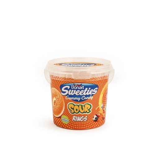 [9270] Bonart Sweeties Gummy Sour Peach Ring PL-IML Bowl - 160g