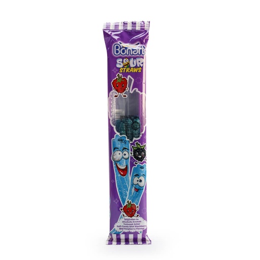 [1044] Bonart Sour Straws Raspberry-Blackberry Bag (Licorice) - 30g