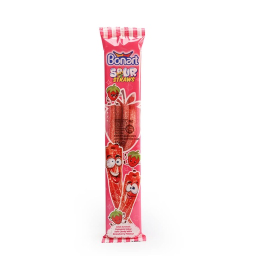 [1045] Bonart Sour Straws Strawberry Bag (Licorice) - 30g