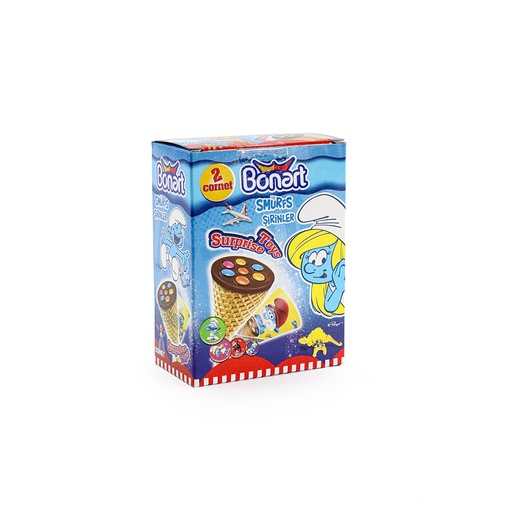 [2272] Bonart Smurfs Cornet Wafer with Cocoa Cream & Surprise Toys - 50g